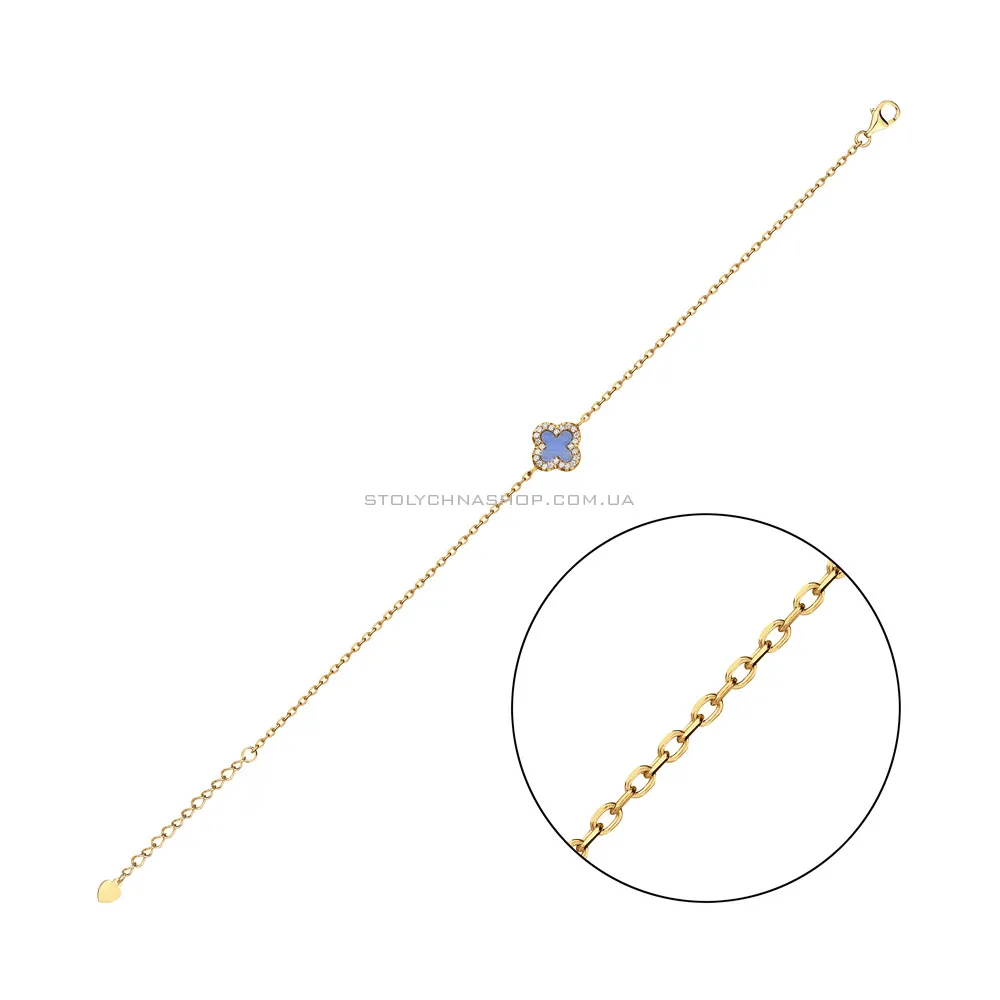 Срібний браслет з халцедоном і жовтим родіюванням (арт. 7509/934/10жхлф) - цена