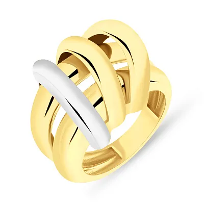 Массивное кольцо из желтого и белого золота (арт. 155660жб)