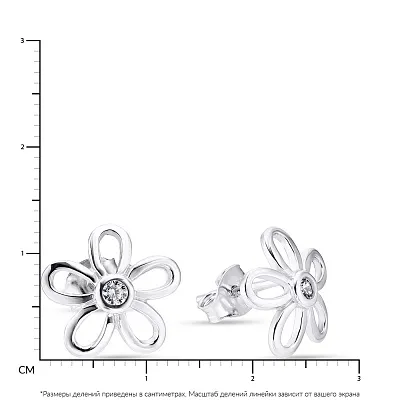 Серебряные серьги пусеты «Цветы» с фианитами (арт. 7518/5392)
