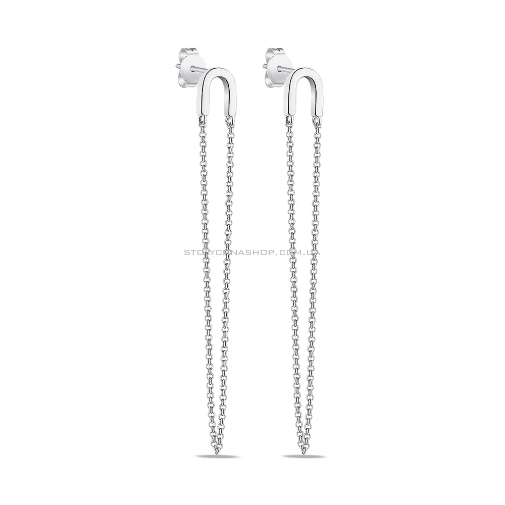 Довгі сережки зі срібла без каміння (арт. 7518/6599) - цена