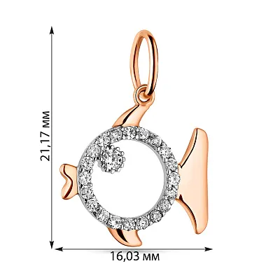 Золота підвіска "Рибка" з фіанітами  (арт. 423948)