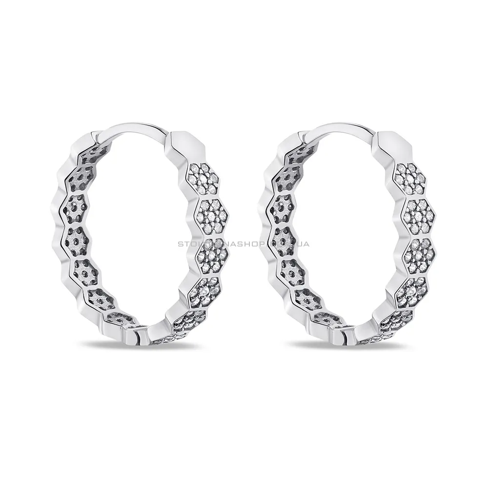 Срібні сережки-кільця з фіанітами (арт. 7502/1-0859.0.2) - цена