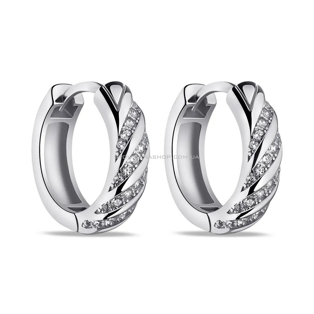 Срібні сережки-кільця з фіанітами (арт. 7502/9481) - цена