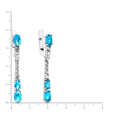 Срібні сережки підвіски з кварцом і фіанітами (арт. 7002/2913/9Пкг)