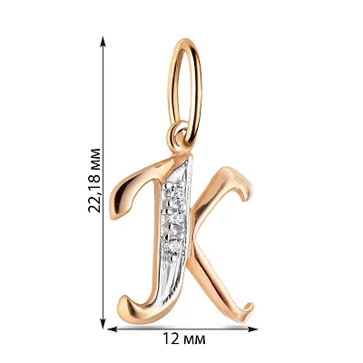 Золотая подвеска «Буква К» с фианитами (арт. 440289)