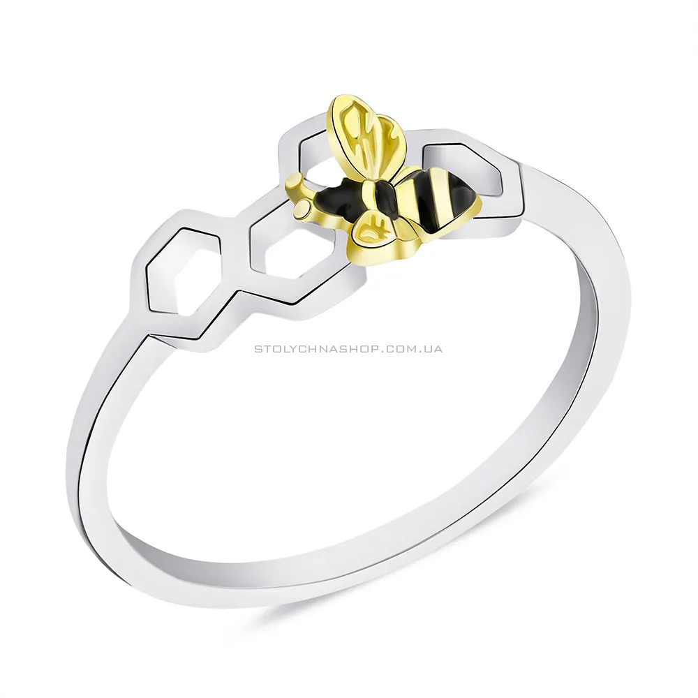 Срібна каблучка "Бджола" з жовтим родіюванням (арт. 7501/К24Ч/1120-16,5) - цена