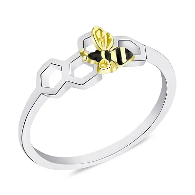 Серебряное кольцо &quot;Пчела&quot; с желтым родированием (арт. 7501/К24Ч/1120-16,5)