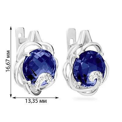 Сережки з білого золота з синім кварцом (арт. 110423ПбСс)