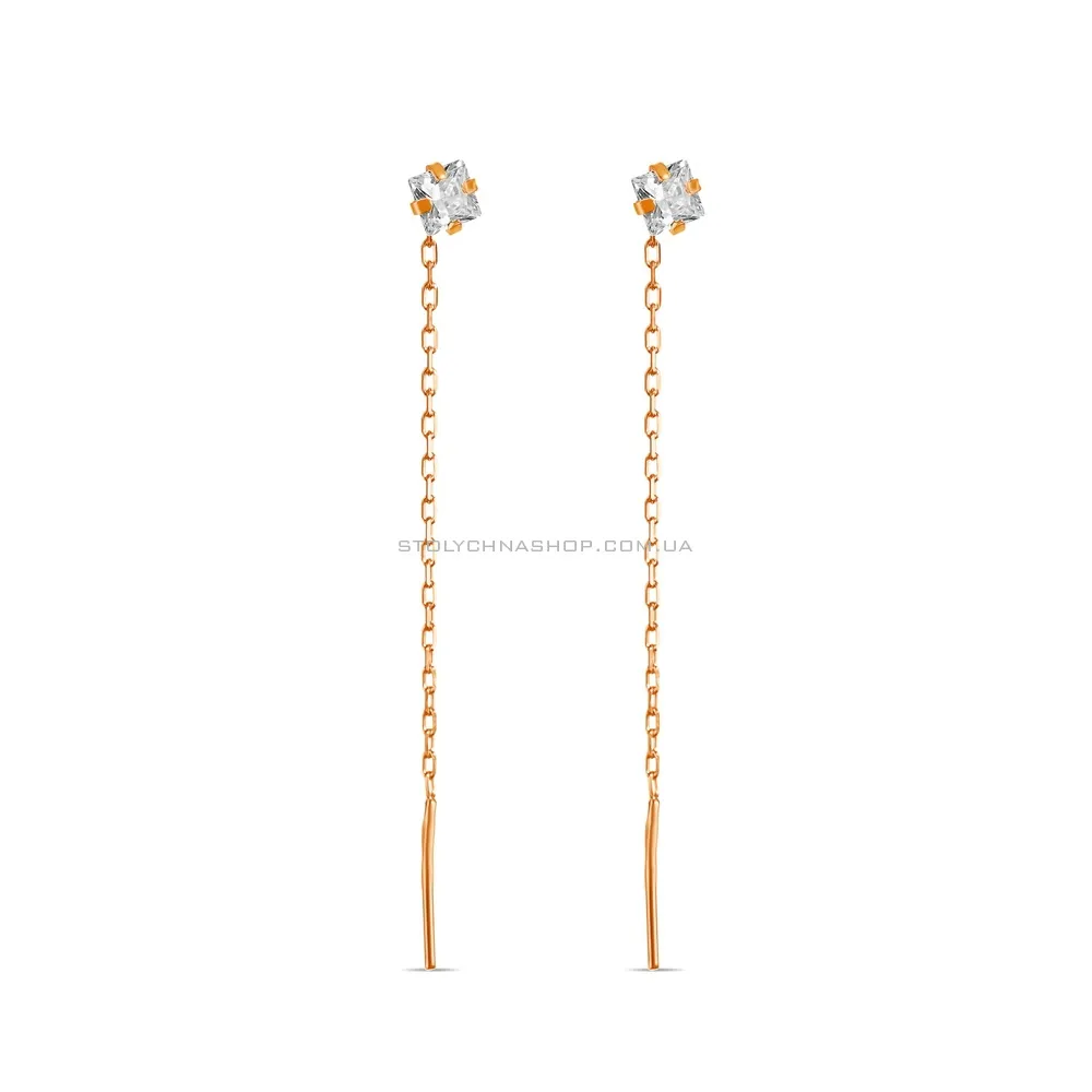 Золоті сережки-протяжки з фіанітами (арт. 105622)