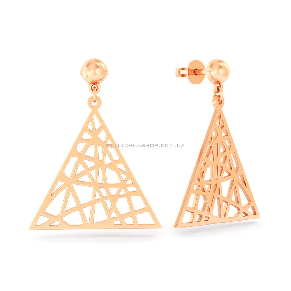 Сережки Трикутники з червоного золота (арт. 111285) - цена