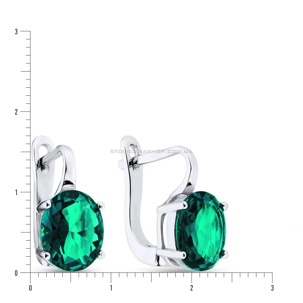 Сережки из серебра с зелеными фианитами (арт. 7502/3614цз)