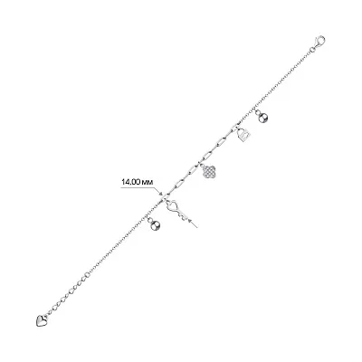 Браслет серебряный с подвесками и с фианитами  (арт. 7509/3139)
