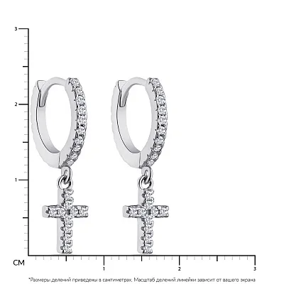 Сережки-підвіски зі срібла &quot;Хрестики&quot; з фіанітами  (арт. 7502/4786/10)