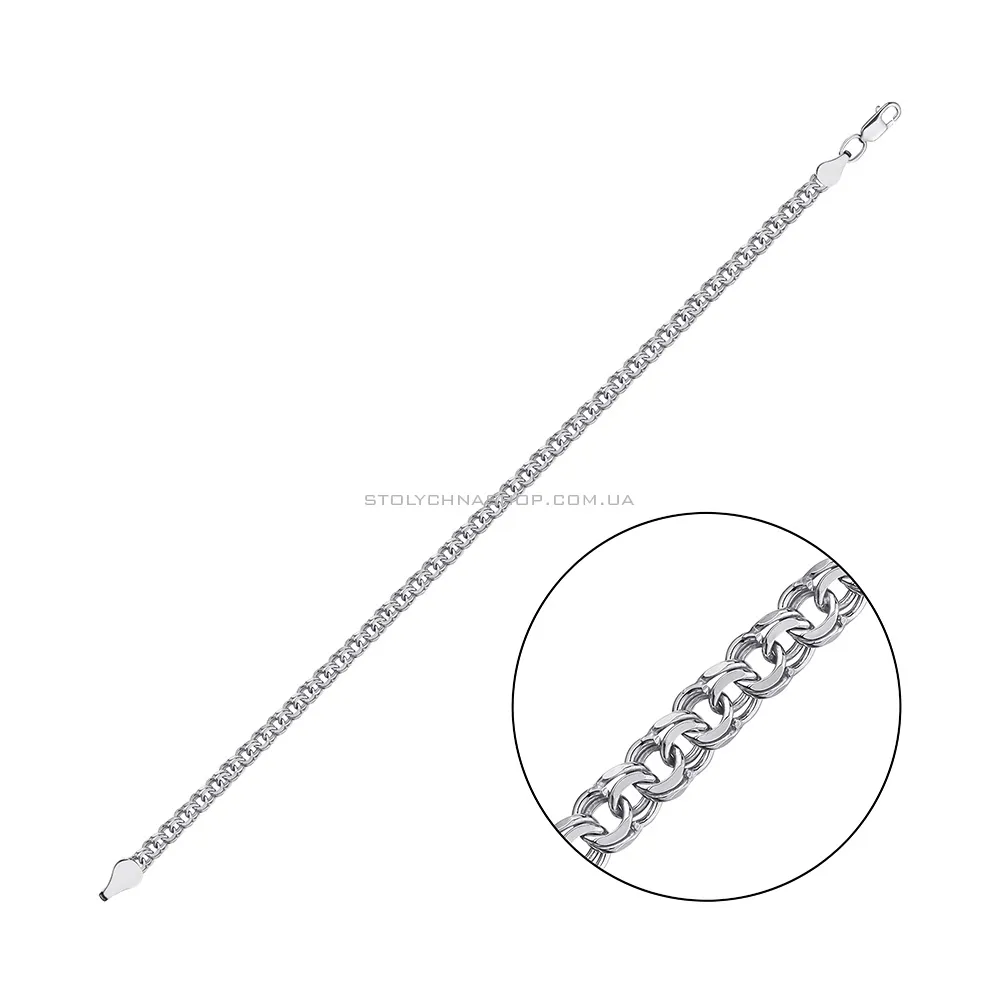Срібний браслет плетіння Бісмарк подвійний (арт. 7509/4-0357.45.2)