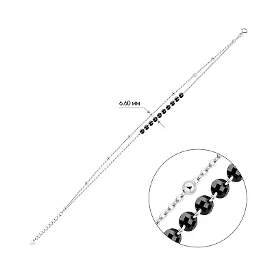 Двойной браслет из серебра с черными фианитами  (арт. 7509/3331ч)