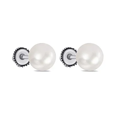 Срібні сережки-пусети з перлинами (арт. 7518/С2Ж/835)