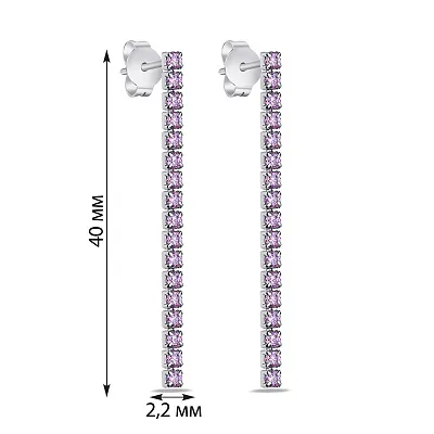 Серебряные серьги-пусеты с фиолетовыми альпинитами (арт. 7518/6483/1аф)