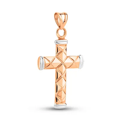 Крест из красного золота с родированием (арт. 424795р)