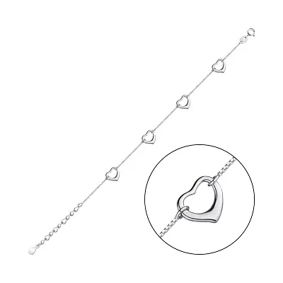 Срібний браслет з сердечками (арт. 7509/1689)