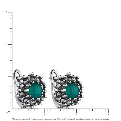Сережки срібні з оніксом і марказитами (арт. 7402/194/1мркоз)
