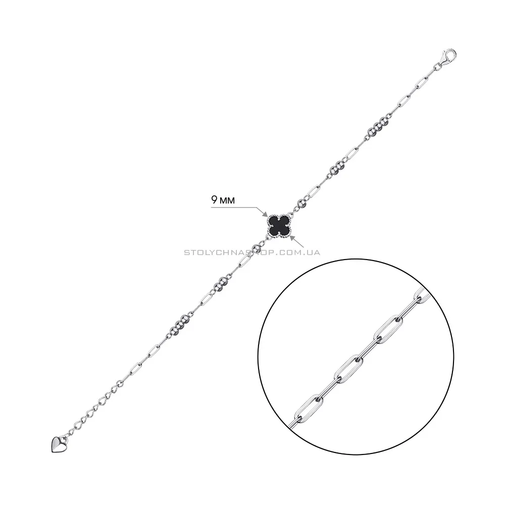Браслет Клевер из серебра (арт. 7509/3812/10о) - 2 - цена