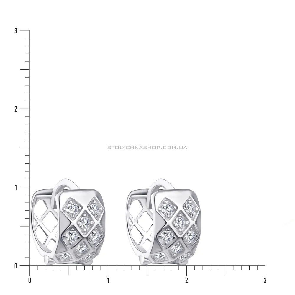 Серебряные серьги кольца с фианитами (арт. 7502/3711) - 2 - цена