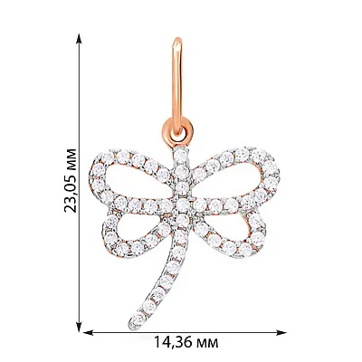 Золотая подвеска «Стрекоза» с фианитами (арт. 440352)