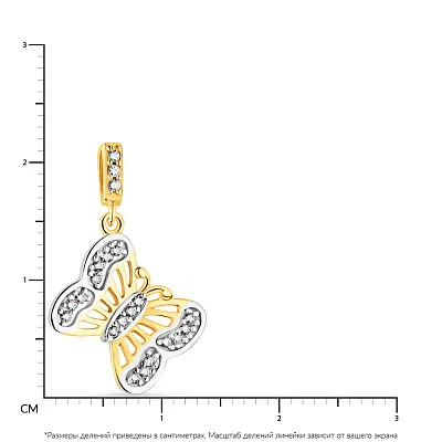 Золотая подвеска «Бабочка» с фианитами (арт. 421934ж)