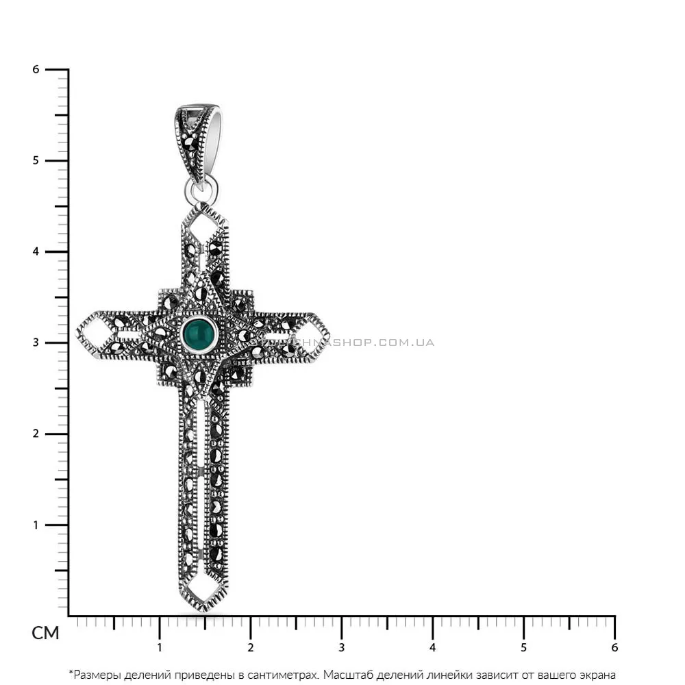 Срібний хрестик з агатом і марказитами (арт. 7403/2869мркАз)