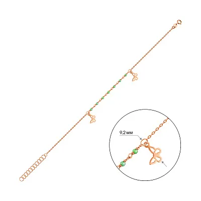 Золотий браслет на ногу метелики з фіанітами (арт. 325665з)