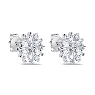 Срібні сережки-пусети з розсипом фіанітів (арт. 7518/5889)