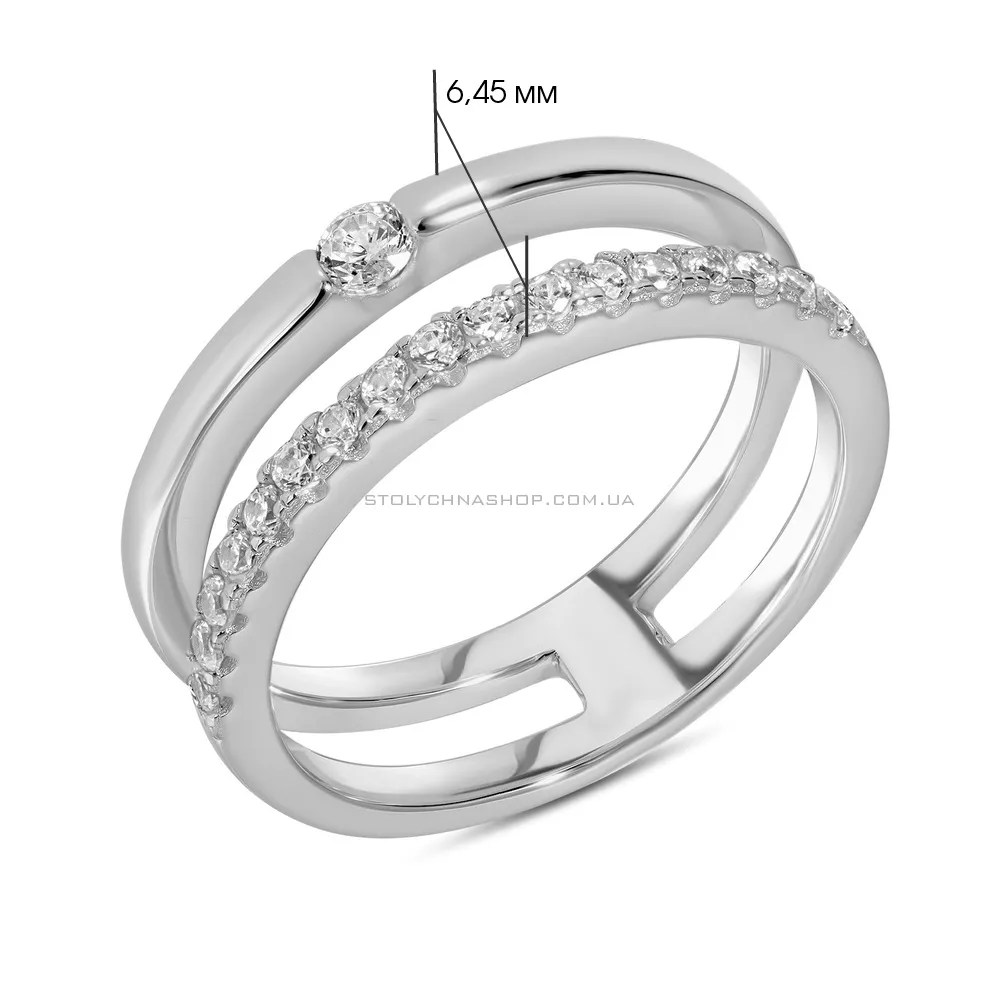 Серебряное кольцо с раздвоенной шинкой и фианитами (арт. 7501/4833)