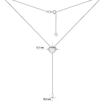 Кольє з білого золота Серце (арт. 360270б)