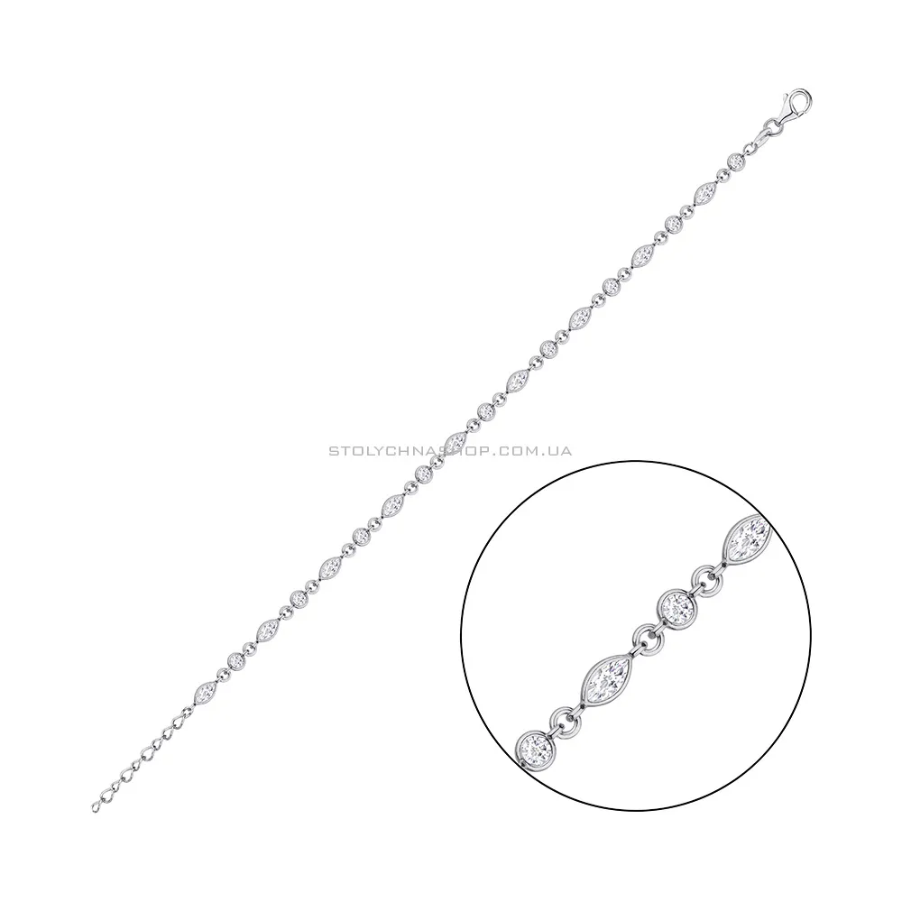 Срібний браслет з фіанітами різної форми  (арт. 7509/2038)