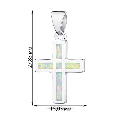 Серебряная подвеска-крестик с опалом (арт. 7503/2859Поб)