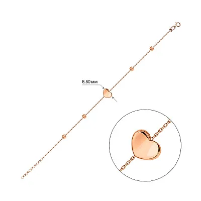 Браслет из красного золота &quot;Сердце&quot; (арт. 325343)