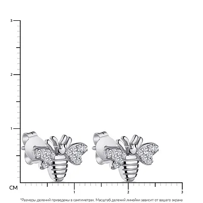 Серебряные серьги-пусеты &quot;Пчела&quot; с фианитами (арт. 7518/5922)