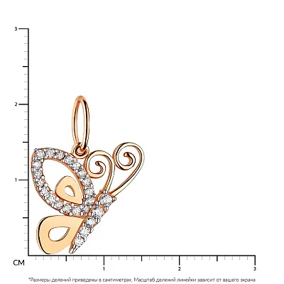Золотой кулон «Бабочка» с фианитами (арт. 421634)