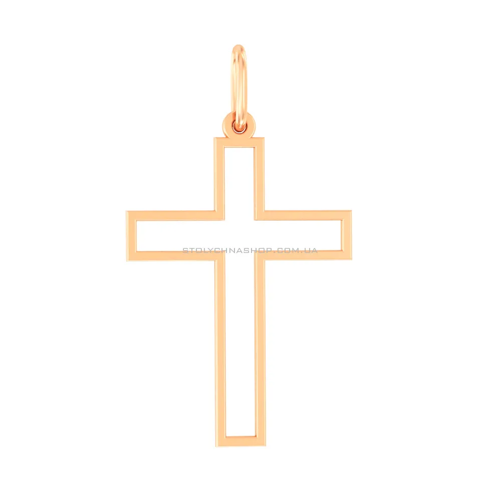Золотой крестик в красном цвете металла  (арт. 440801)