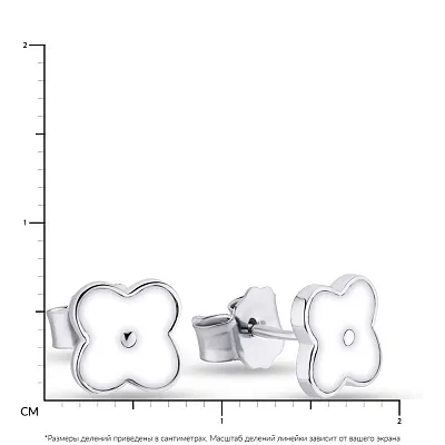 Сережки-пусети зі срібла з білою емаллю  (арт. 7518/5505еб)
