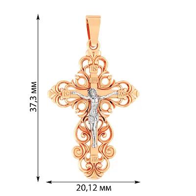 Хрестик з комбінованого золота з розп'яттям (арт. 501026)