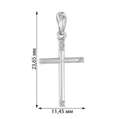 Хрестик з білого золота з діамантами (арт. П011383005б)