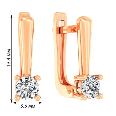 Сережки з червоного золота з діамантами (арт. С011481030)