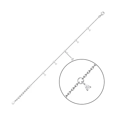 Серебряный браслет с фианитами и подвеской (арт. 7509/3797)