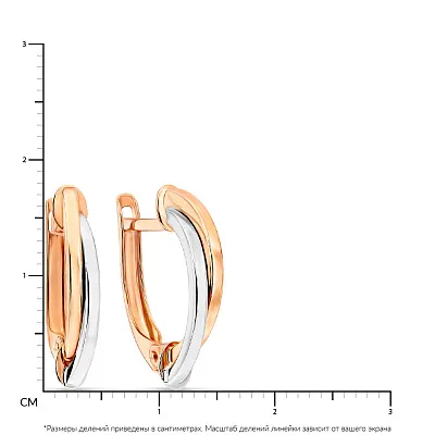 Золоті сережки в комбінованому кольорі металу (арт. 105442)