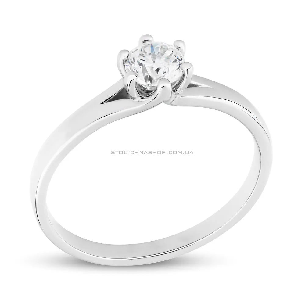Золотое кольцо в белом цвете металла с бриллиантом  (арт. К011164030б) - цена