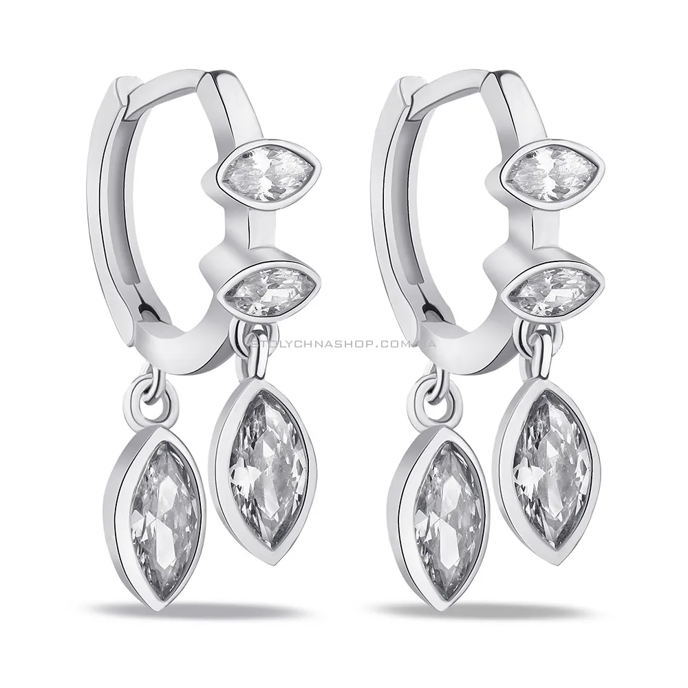 Серебрянные серьги-кольца с подвесками (арт. 7502/4935/10) - цена