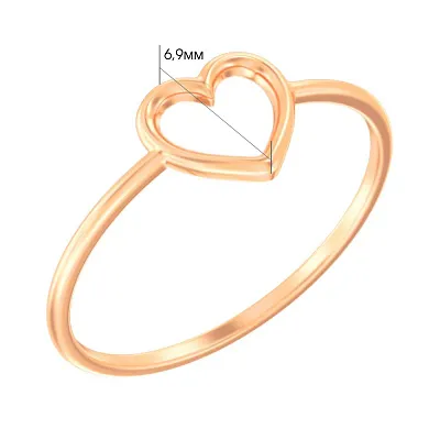 Тонкое кольцо из золота &quot;Сердце&quot; без камней  (арт. 140832)