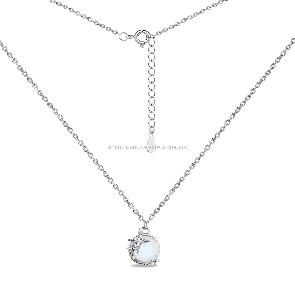Колье из серебра с лунным камнем и фианитами (арт. 7507/1707міс) - 2 - цена
