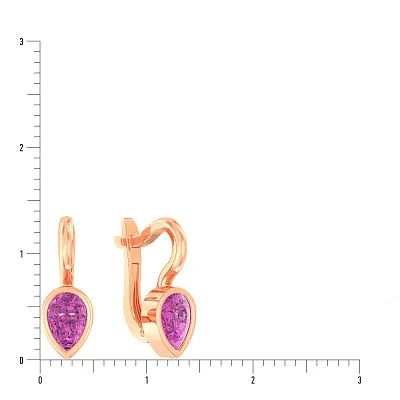 Детские золотые серьги с фиолетовым фианитом (арт. 110499ф)